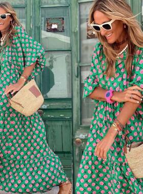 Geometric collage dress explosive street plus size women's
