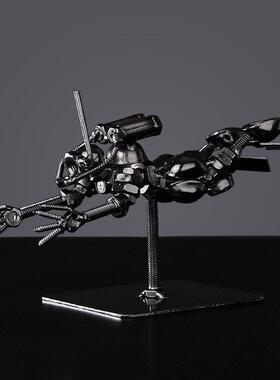 创意铁艺潜水蛙人办公室桌面摆件书房个性工艺礼品摆饰装饰书架摆