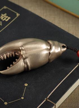 铜螃蟹钳子手把件男士随身把玩手里有钱创意礼物送人工位解压挂件