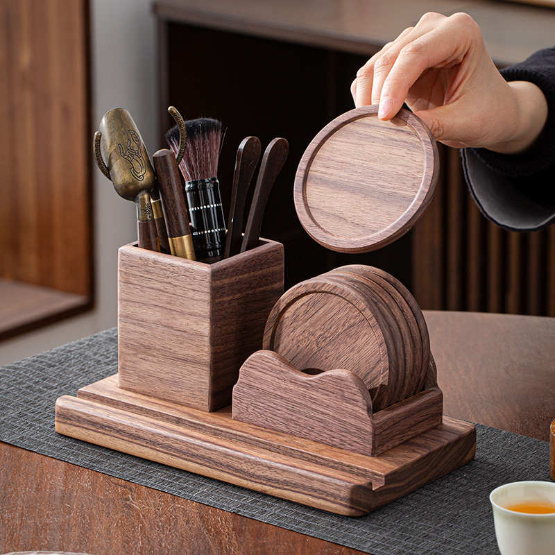 Tea ceremony Six Gentlemen Set Ebony Electric Wood Kung Fu Tea Set Tea Clip Tea Needle Tea Brewing Tool Accessories Tea Spoon