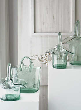 拐角气泡手提篮包包玻璃花瓶花器雨季气泡客厅桌面花瓶欧式装饰