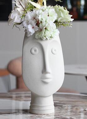 北欧抽象人头花瓶创意艺术人脸花器家居样板房民宿酒店装饰品摆件