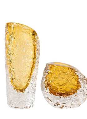 现代轻奢创意浮冰艺术花瓶摆件客厅插花高档餐桌玄关装饰琉璃花瓶