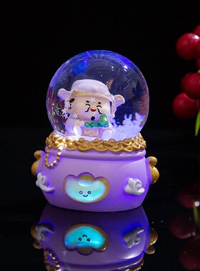 五路财神带1851灯水球家居桌面装饰喜庆晶小通摆件儿卡童生日礼物