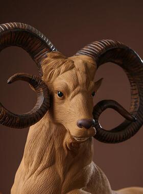 石湾陶瓷新中式家居创意领头羊摆件办公室桌面酒柜装饰工艺品摆设