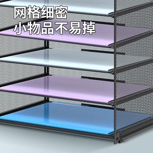 跨境现货7层桌面置物架免打孔放桌面多功能收纳架铁艺多层文件架 - 图2