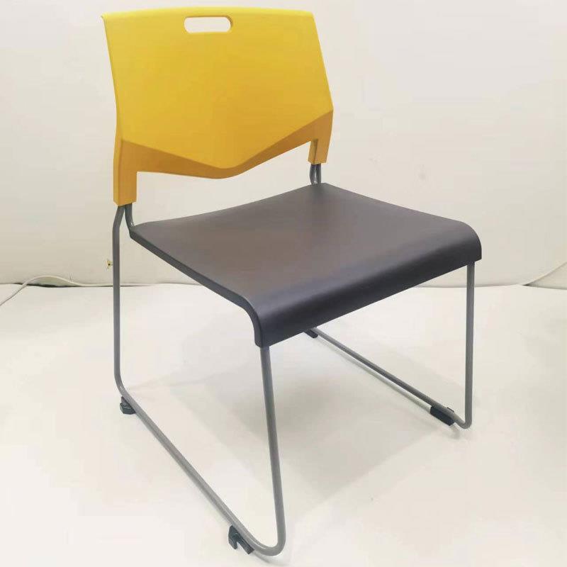 广东洽谈休闲接待椅办公会议椅塑料椅无扶手椅弓形椅堆叠椅小推车 - 图0