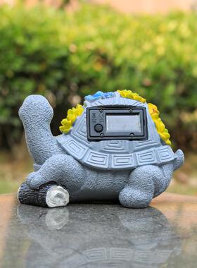 跨境新款卡通可爱花朵乌龟太阳能灯树脂工艺品摆件厂家现货