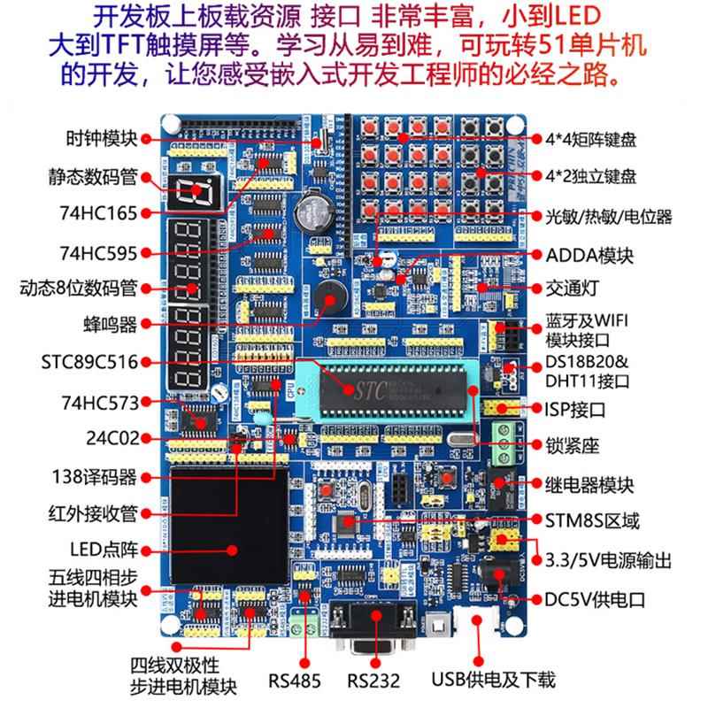 单晶片开 发板51学习开 发板 AVR板STM32实验stc89c52套件普中科 - 图2
