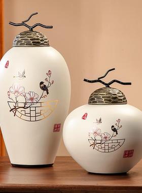 新中式古装国家居客厅摆件风花瓶电视F766S5H6柜玄博古茶室关陶架