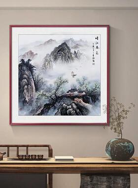 新中式玄关过道装饰画客厅餐厅挂画斗方壁画山水风景国画靠山图