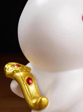 可爱兔子陶瓷摆饰小白兔家居桌面装饰品新年创意礼物招财如意玉兔