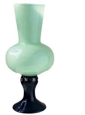 高脚花瓶中古风摆件 手工琉璃家居客厅 水养软装绿色花器批发