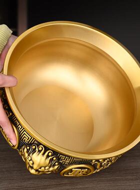 纯黄铜东方表聚宝盆摆件家居客厅装饰聚财纳福米缸存钱罐财运滚滚