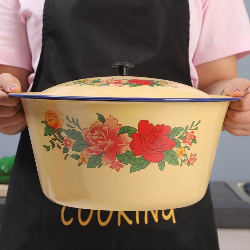 猪油罐搪瓷带盖老式饭缸家用厨房洋瓷盆耐高温大号大容量盆搪瓷碗,淘宝优惠券,粉丝福利购,淘宝优惠卷