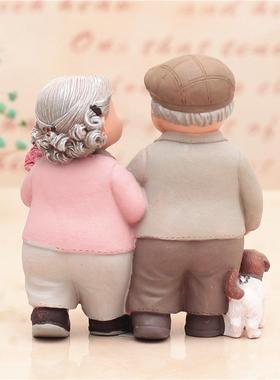 老头老家居装饰品酒柜客厅卧室小摆件爷爷奶奶白头偕老人礼物