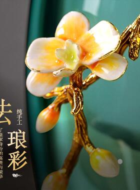 中式珐瑯彩玻璃花瓶轻奢家用玄关客厅装饰摆件高级工艺礼品摆饰乔