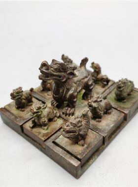 古玩杂项仿古做旧金石篆刻龙之九子印章书法印章铜工艺品摆件