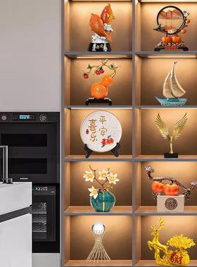 客厅电视柜摆件轻奢高档2025新款新中式葫芦福字客厅玄关酒柜办公