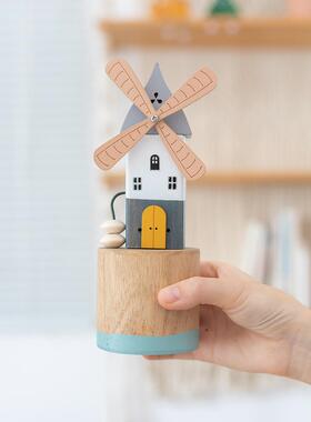 意菲书客厅木风车工位小件奶屋油97443684风日式布置儿童房酒摆柜