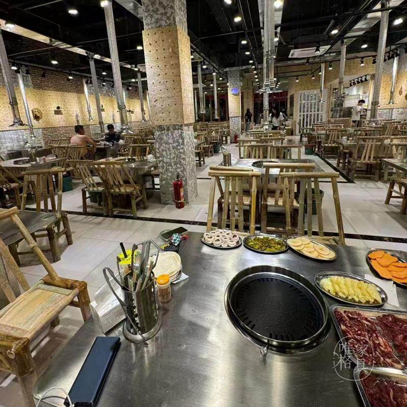 谢记大树不锈钢炭火烤肉桌椅商用工业风不锈钢火锅桌子电磁炉一体,淘宝优惠券,粉丝福利购,淘宝优惠卷