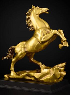 铜马摆件马到成功黄铜生肖马招客厅办公室装饰工艺品财大号唐马