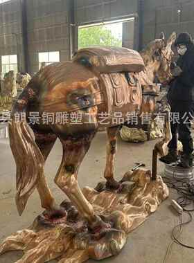 2026铸铜马人物雕塑蒙古草原人物陀物马雕塑广场公园工艺品美陈摆