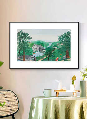 横版清新卧室餐厅装饰画风景田园摩西客厅风挂画壁画奶奶小系治愈