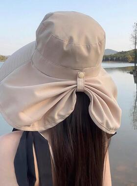 大帽檐防晒帽女防紫外线夏季2026新款户外骑车护脖遮阳帽太阳帽女