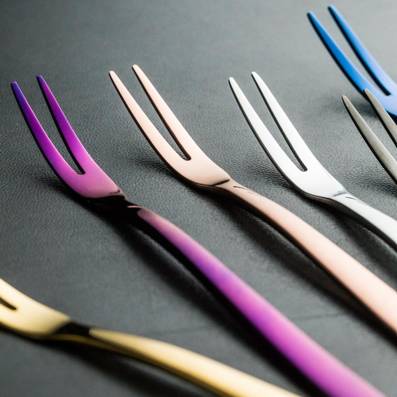 水果叉套装304不锈钢创意可爱小叉子家用欧式蛋糕签水果插收纳瓶