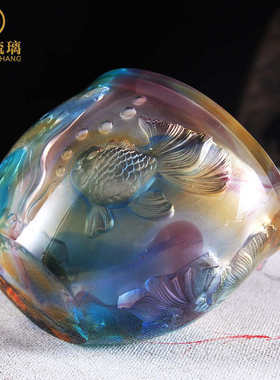 暖房摆件酒柜客厅琉璃玄关礼品金鱼缸新房乔迁家居聚宝盆