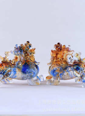 琉璃如意貔貅摆件纯手工工艺品家居客厅玄关装饰品开业乔迁送礼