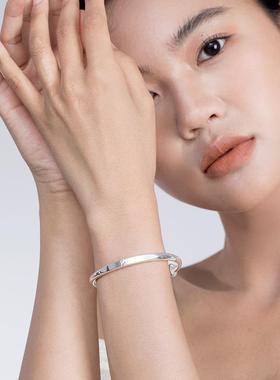 正品lect珂尼里小熊维银手镯女9纯银年轻款99足银镯子银饰c品生日