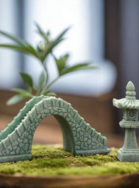 鱼缸盆栽植物生态池微景观园林绿化小摆件桌面桥人物人造石桥小石