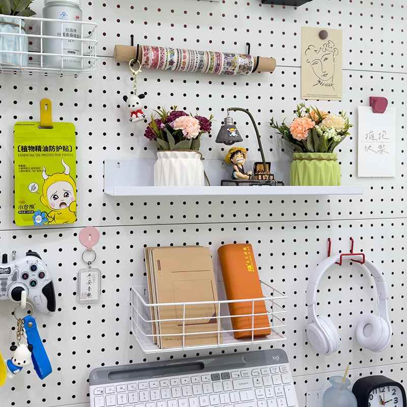 25-hole hole board hook accessories round hole diy five metal desk rack storage e-sports girl magnetic bracket