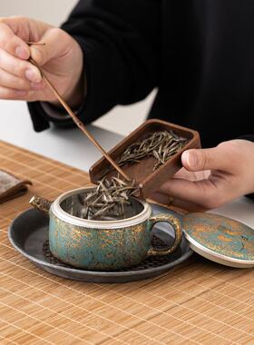 常青釉金银彩汉瓦壶日式窑变手工茶壶家用大容量防烫泡茶壶单壶