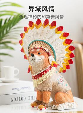 创意客厅个性装饰品摆件半蹲柴犬电视柜桌面家居玄关摆设男生礼物