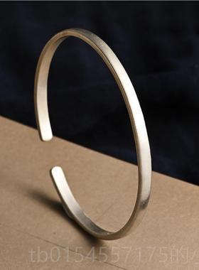 正品一世常安乐925纯银镯女手复古中国风开口镯子男情侣礼物礼s盒