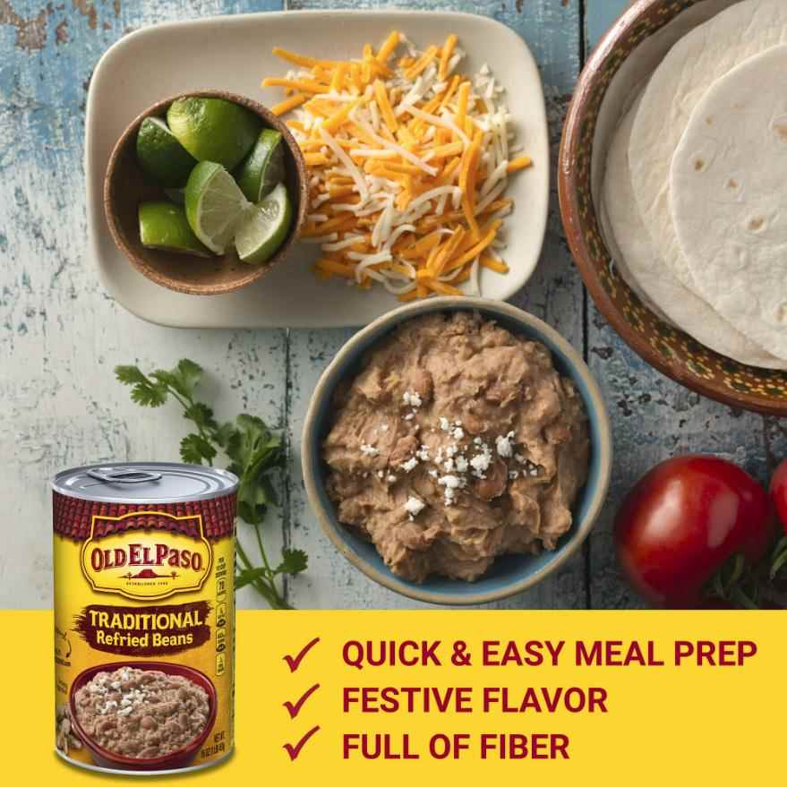 Old El Paso Refried Beans美国欧帕少脂香辣黑豆素食豆茸炒豆酱 - 图2