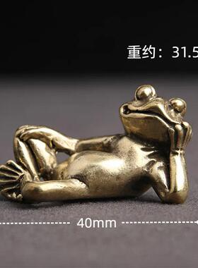 跨境热卖黄铜复古睡美蛙摆件青蛙铜雕工艺品书桌办公桌装饰
