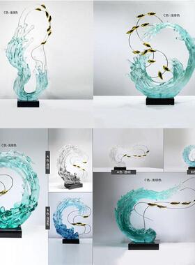 简约现代透明树脂雕塑轻奢摆件酒店客厅玄关家居工艺品别墅装饰品