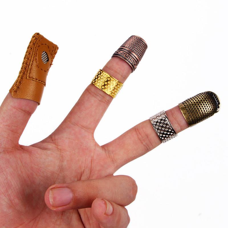Thick and adjustable thimble finger cot for home use, handmade metal copper color wedding thimble hoop, sewing ring ring device