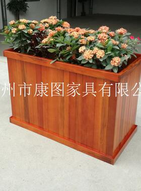 园林长方形木质户外花箱咖啡厅隔断实木花箱商业街广场室外木花架