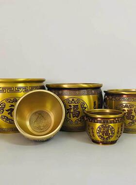 厂家 量大价优黄铜制作 八宝对联缸 线雕黄色 金蟾压缸