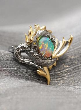 守护者巨龙戒指立体浮雕潮流霸气小众高级设计感个性独特尾戒配饰