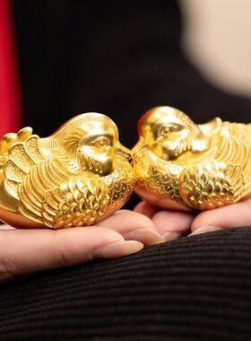 朱炳仁铜金喜良缘鸳鸯摆件一对家居卧室礼品美好祝福结婚礼品婚礼