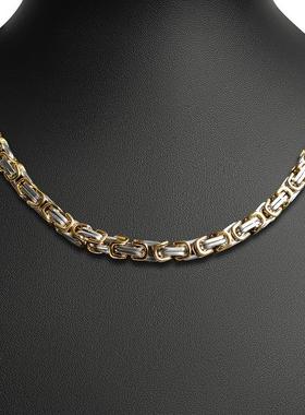 钛钢帝王项链间金拜占庭项链男潮帅气高级感嘻哈美式hiphop男链子