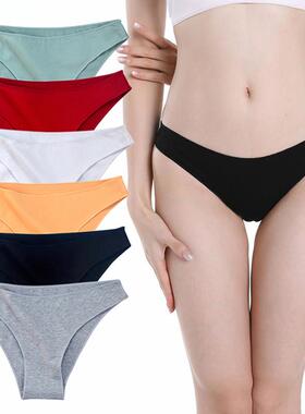 3Pcs Women Cotton Panties Comfortable Underwear Solid Low Wa