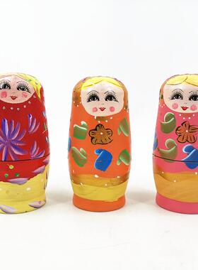 厂家木质金粉六层套娃6层俄罗斯套娃手工绘制儿童玩具景区