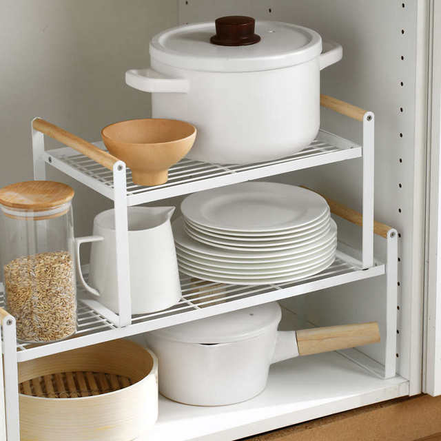 Japanese iron kitchen storage rack countertop multi-layer pot rack seasoning rack desktop storage rack floor-standing kitchen rack partition